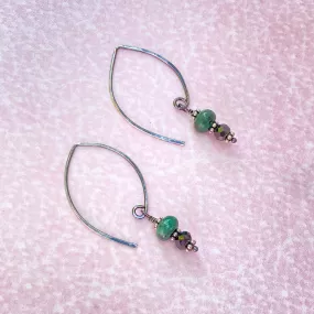 Black Diamond and Emerald gemstone Earrings