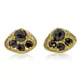 Black Diamond Puddles Stud Earrings