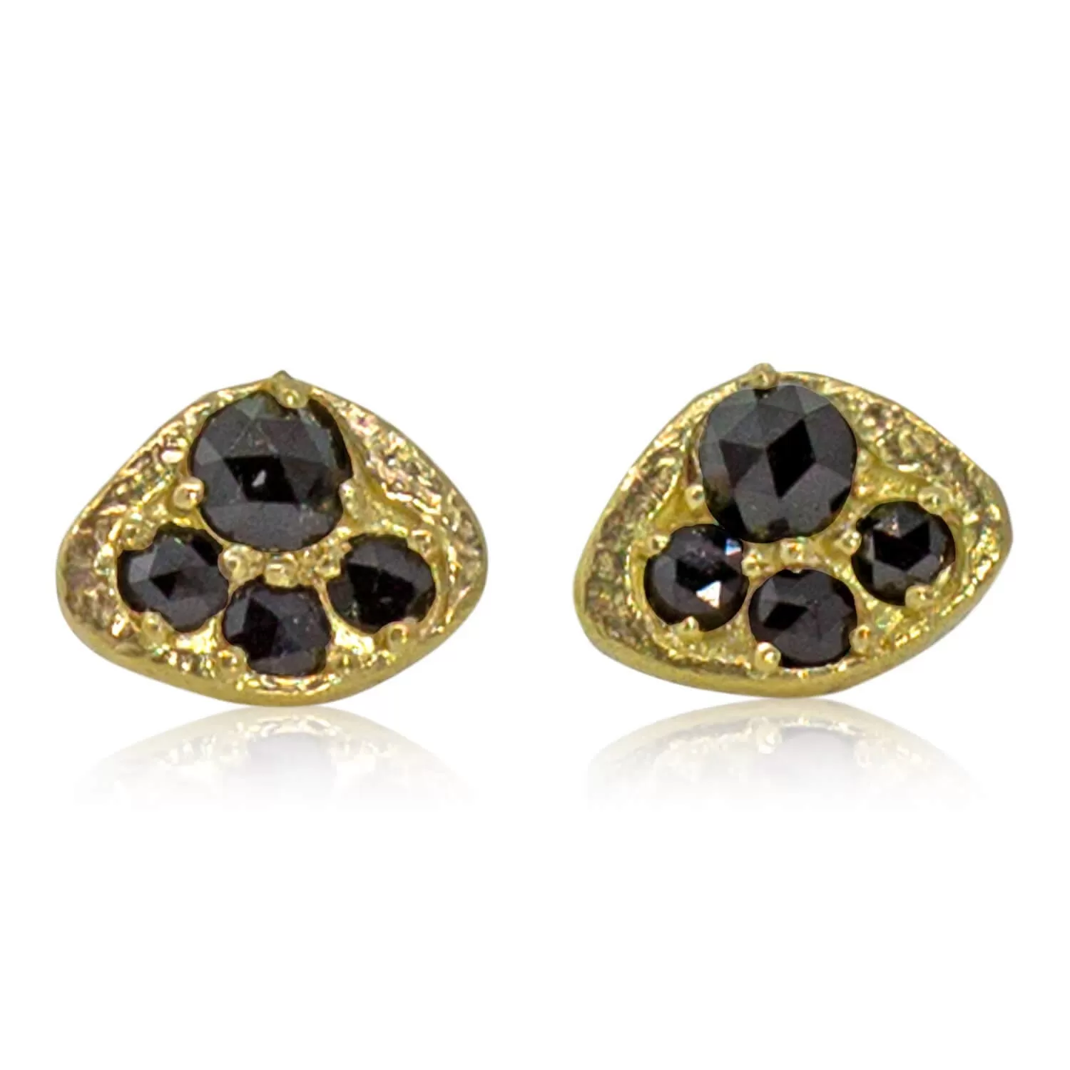 Black Diamond Puddles Stud Earrings