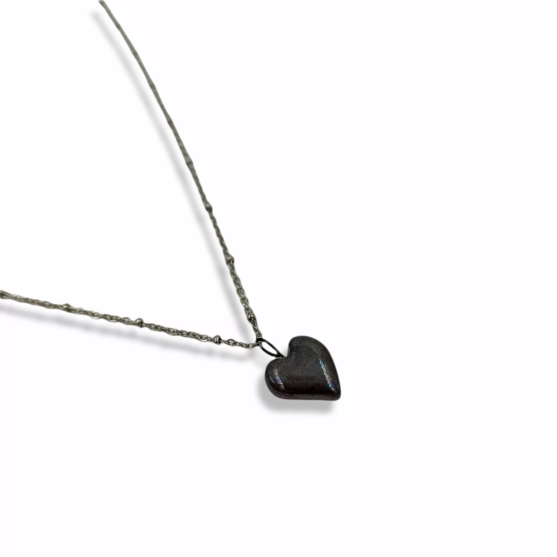 Black Heart Pendant in Porcelain