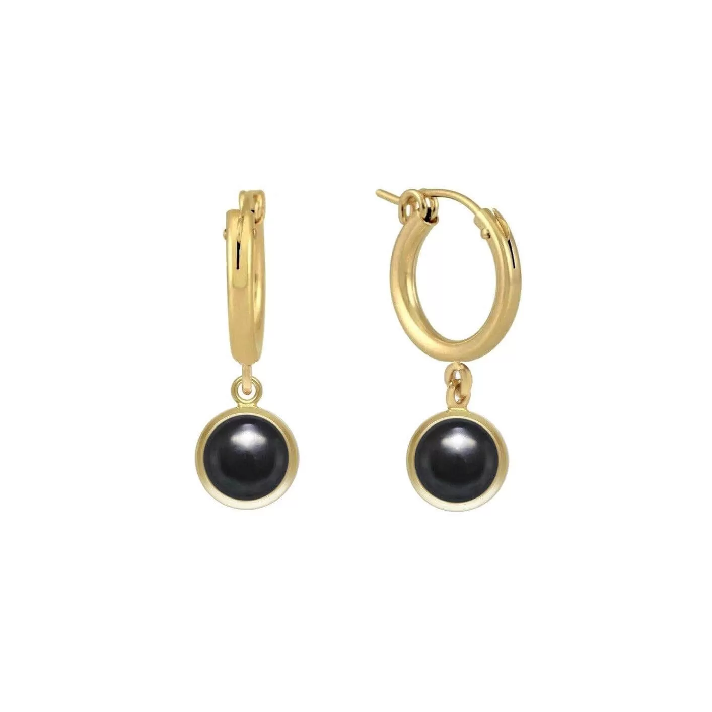 Black Onyx Bezel Hoop Earrings