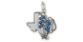 Bluebonnet Jewelry Sterling Silver Handmade Bluebonnet Flower Charm  BBD2XTS-C