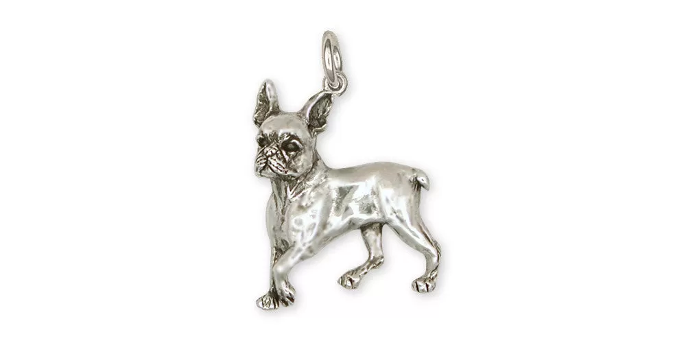 Boston Terrier Charm Jewelry Sterling Silver Handmade Dog Charm BT10-C