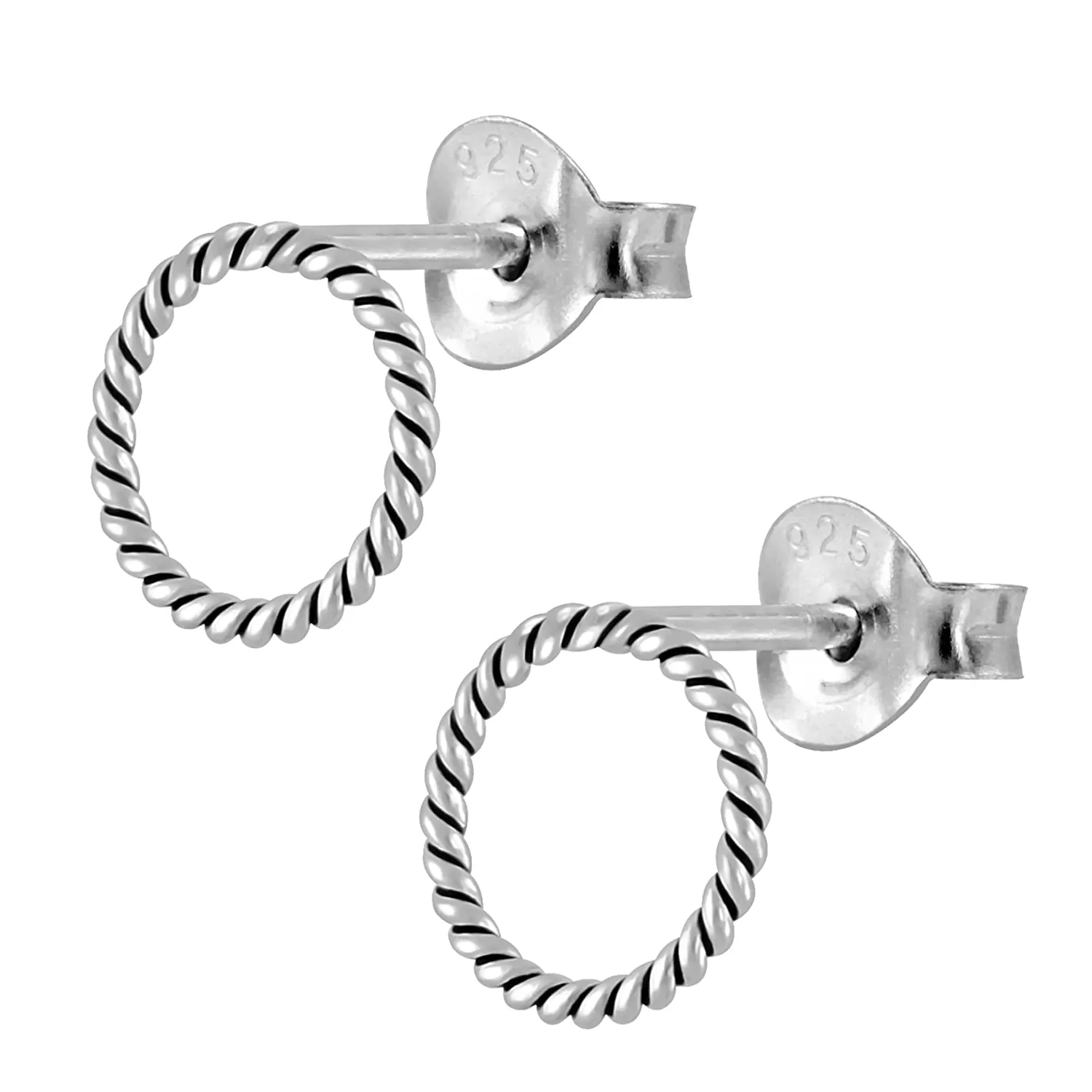 Braided Rope Open Circle Stud Earrings