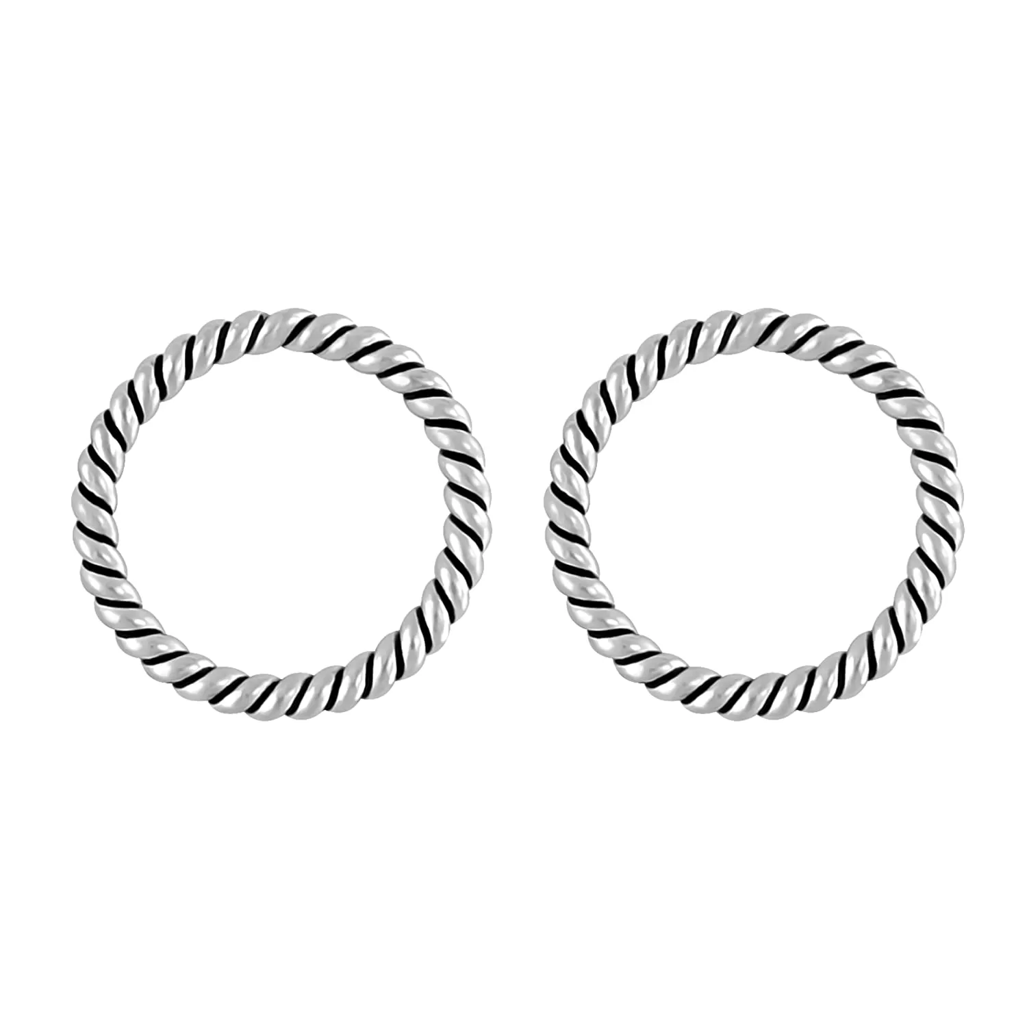 Braided Rope Open Circle Stud Earrings