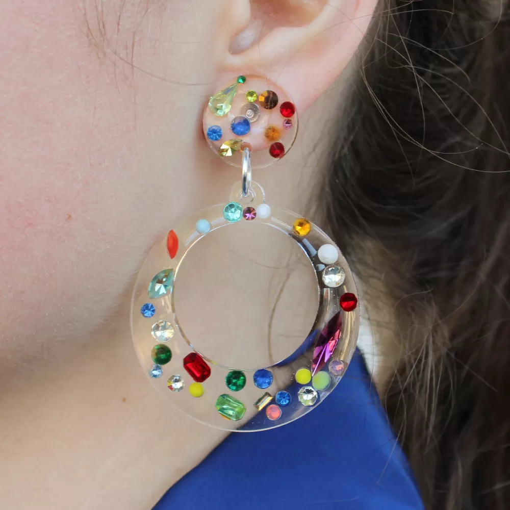 Brigitte Vintage Rhinestones Hoops