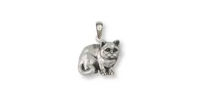 British Shorthair Pendant Jewelry Sterling Silver Handmade Cat Pendant BRS5-P