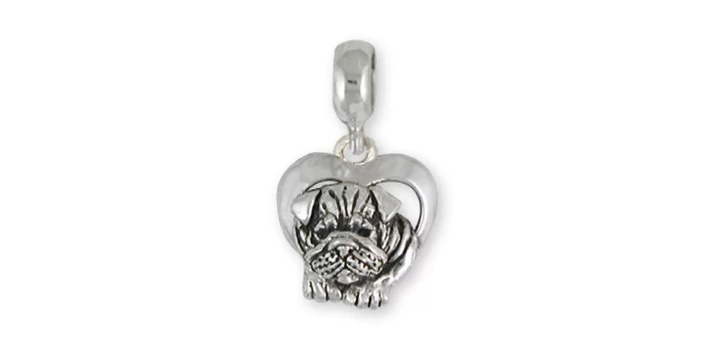 Bulldog Charm Slide Jewelry Sterling Silver Handmade Dog Charm Slide BD24-PNS