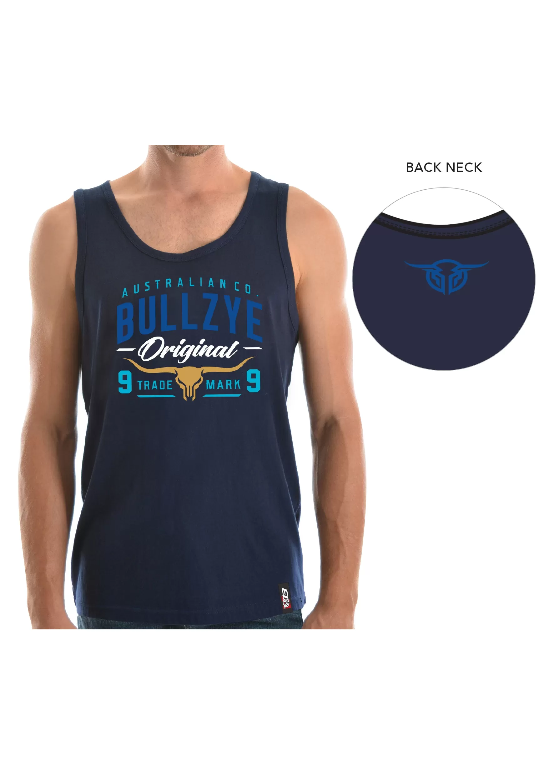 Bullzye Mens Trademark Singlet - Navy