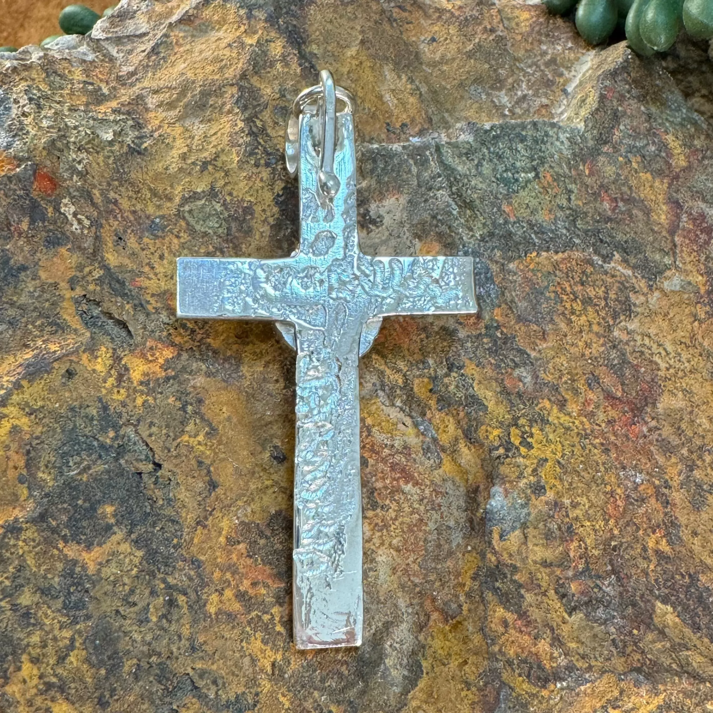 Burnham Godber Turquoise Sterling Silver Pendant Cross by Billy Jaramillo