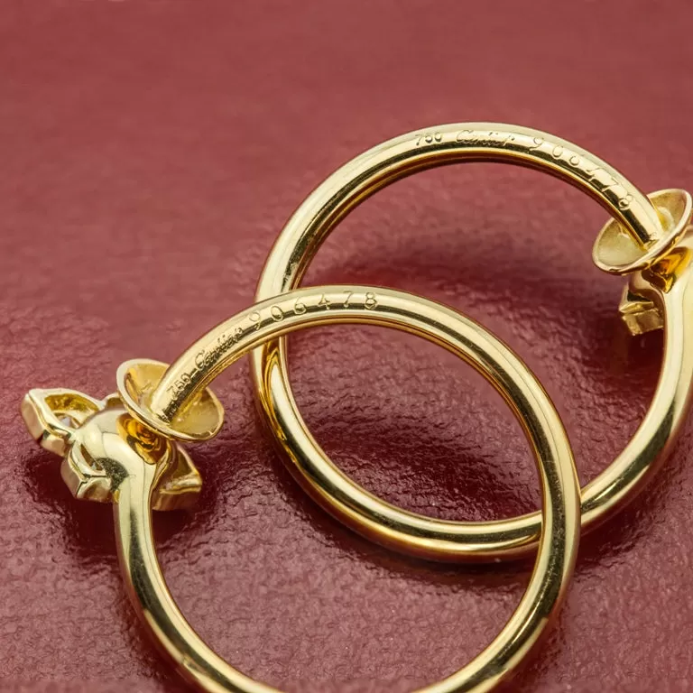 Cartier Hindu Flower Hoop Earrings with Diamonds in Yellow Gold