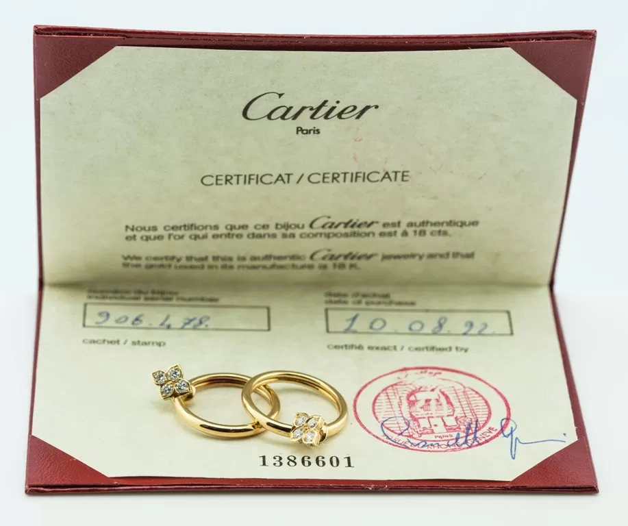 Cartier Hindu Flower Hoop Earrings with Diamonds in Yellow Gold