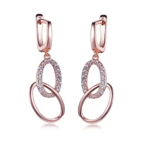 Chic Hoop Earrings White Stone Drop Earrings