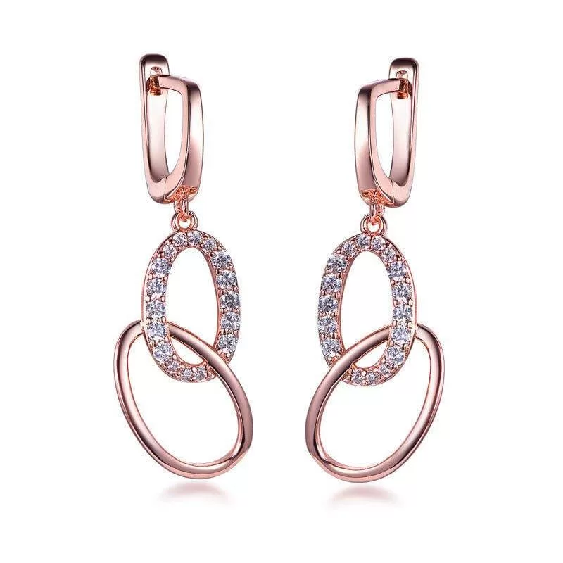 Chic Hoop Earrings White Stone Drop Earrings