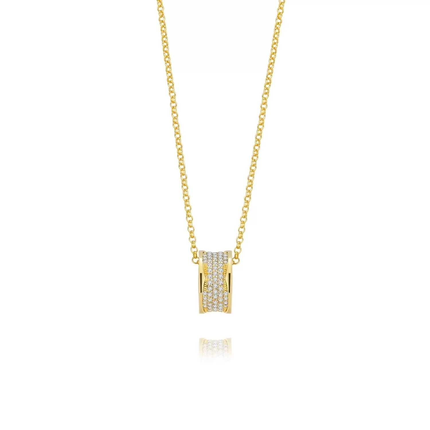 Circularity Necklace Cubic Zirconia Diamond 18ct Gold Plated Vermeil on Sterling Silver of Trendolla