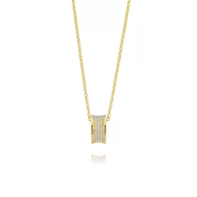 Circularity Necklace Cubic Zirconia Diamond 18ct Gold Plated Vermeil on Sterling Silver of Trendolla