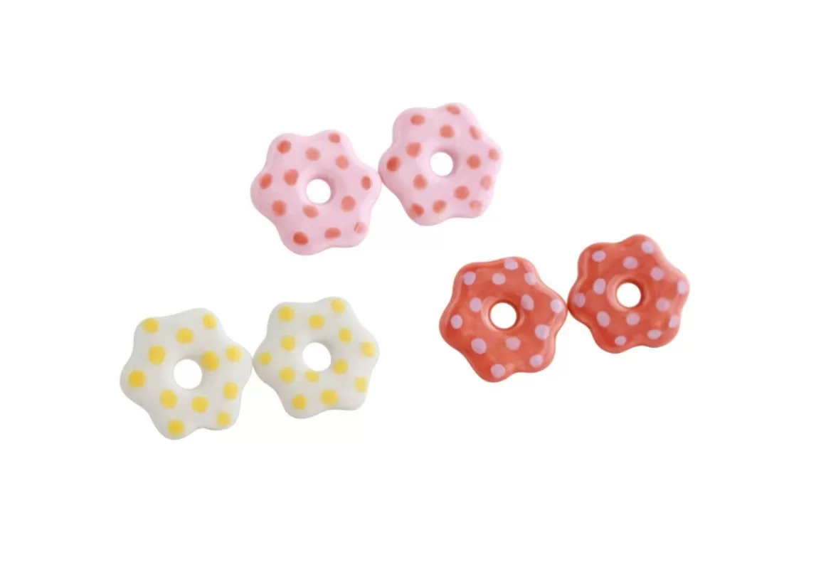 Colored Dot Cutout Flower Stud Earrings