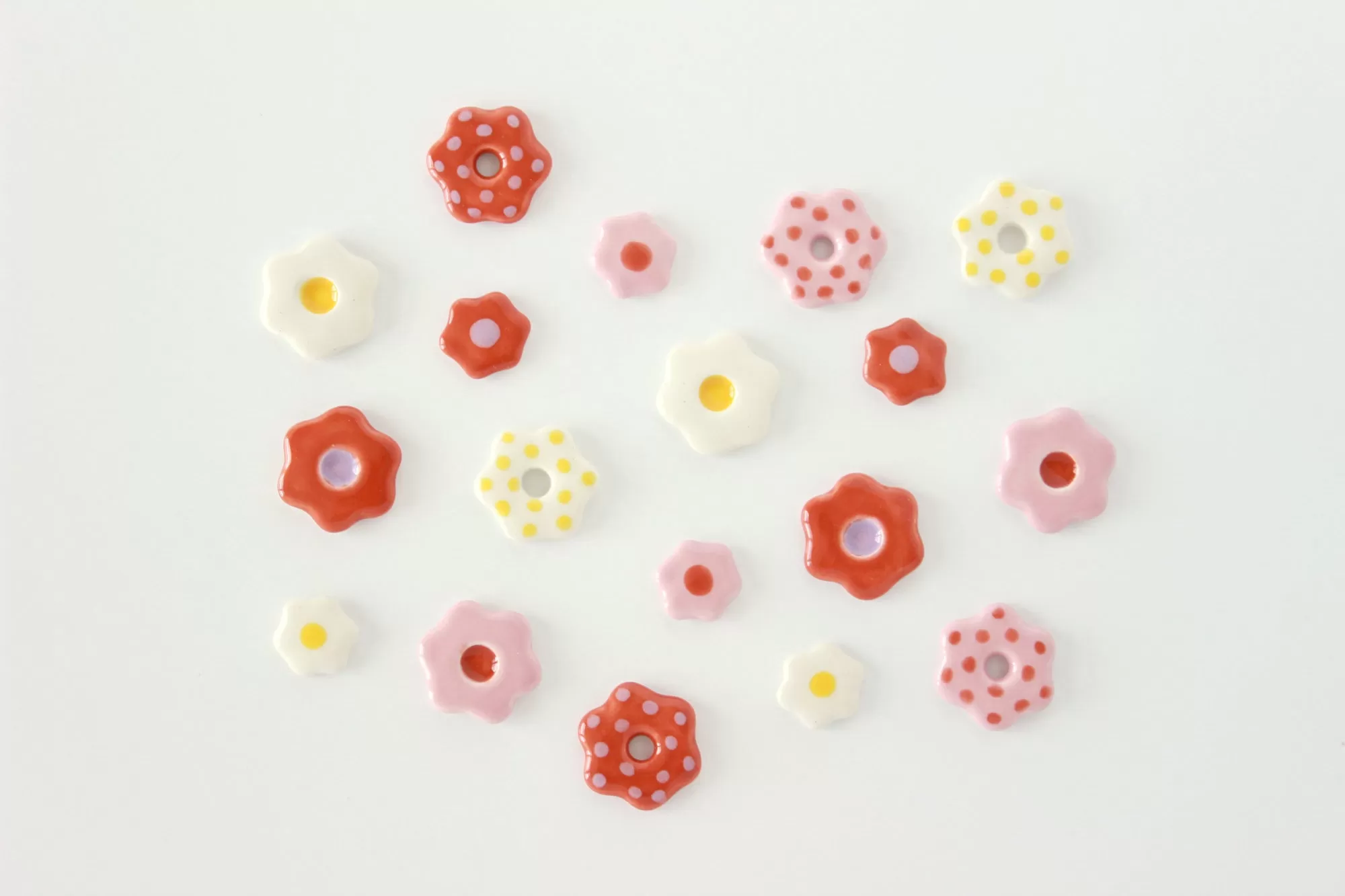 Colored Dot Cutout Flower Stud Earrings