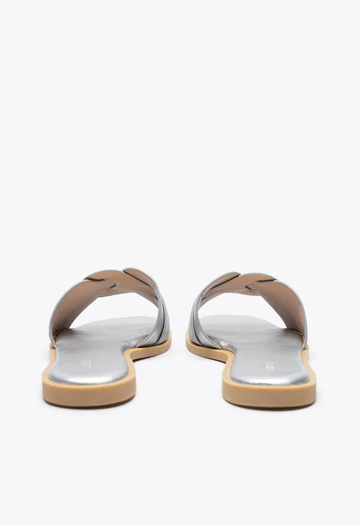 Contrast Inserted Vamp Slip On Sandals