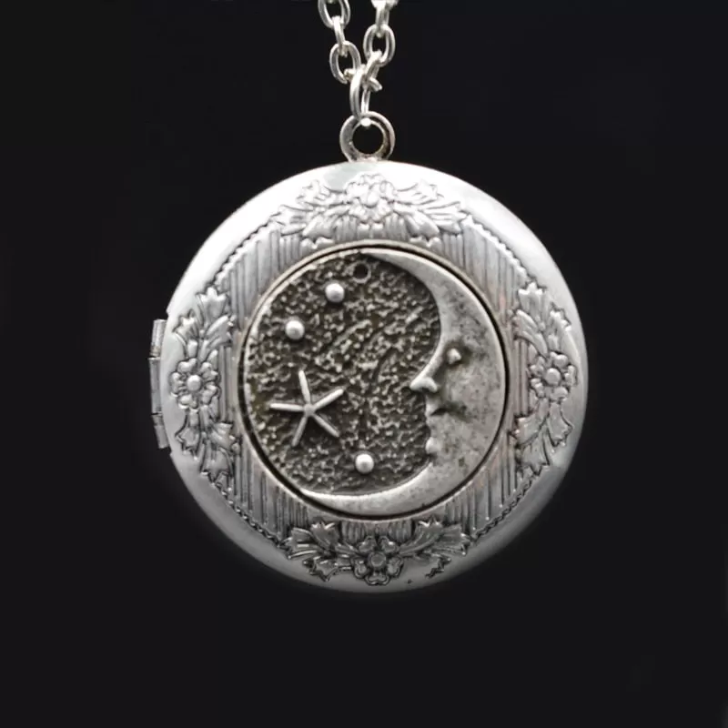 Crescent Moon Locket Necklace