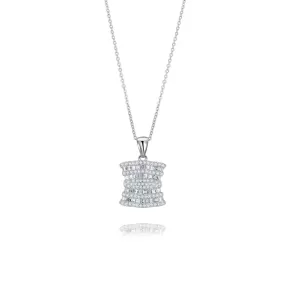 Crown Pendant Necklace 18ct White Gold Plated Vermeil