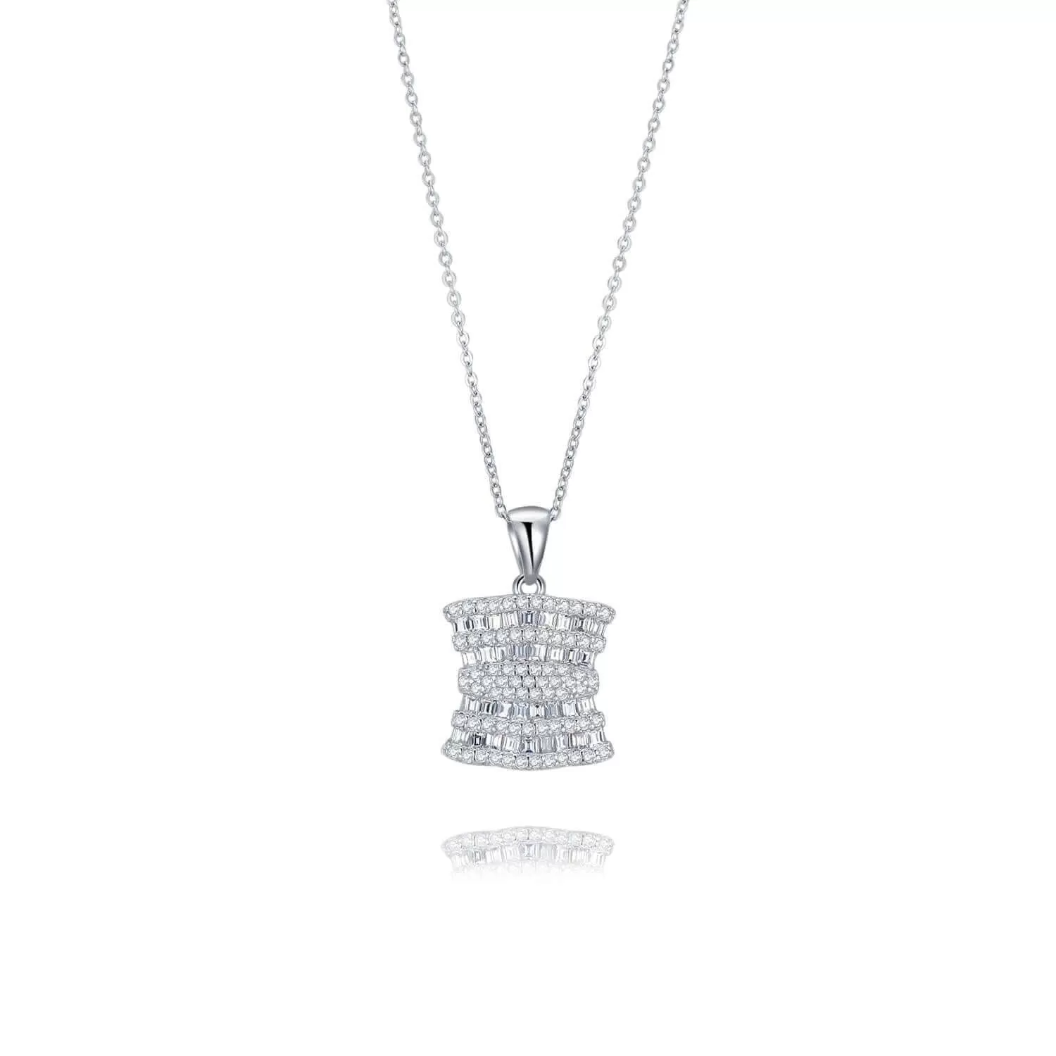 Crown Pendant Necklace 18ct White Gold Plated Vermeil