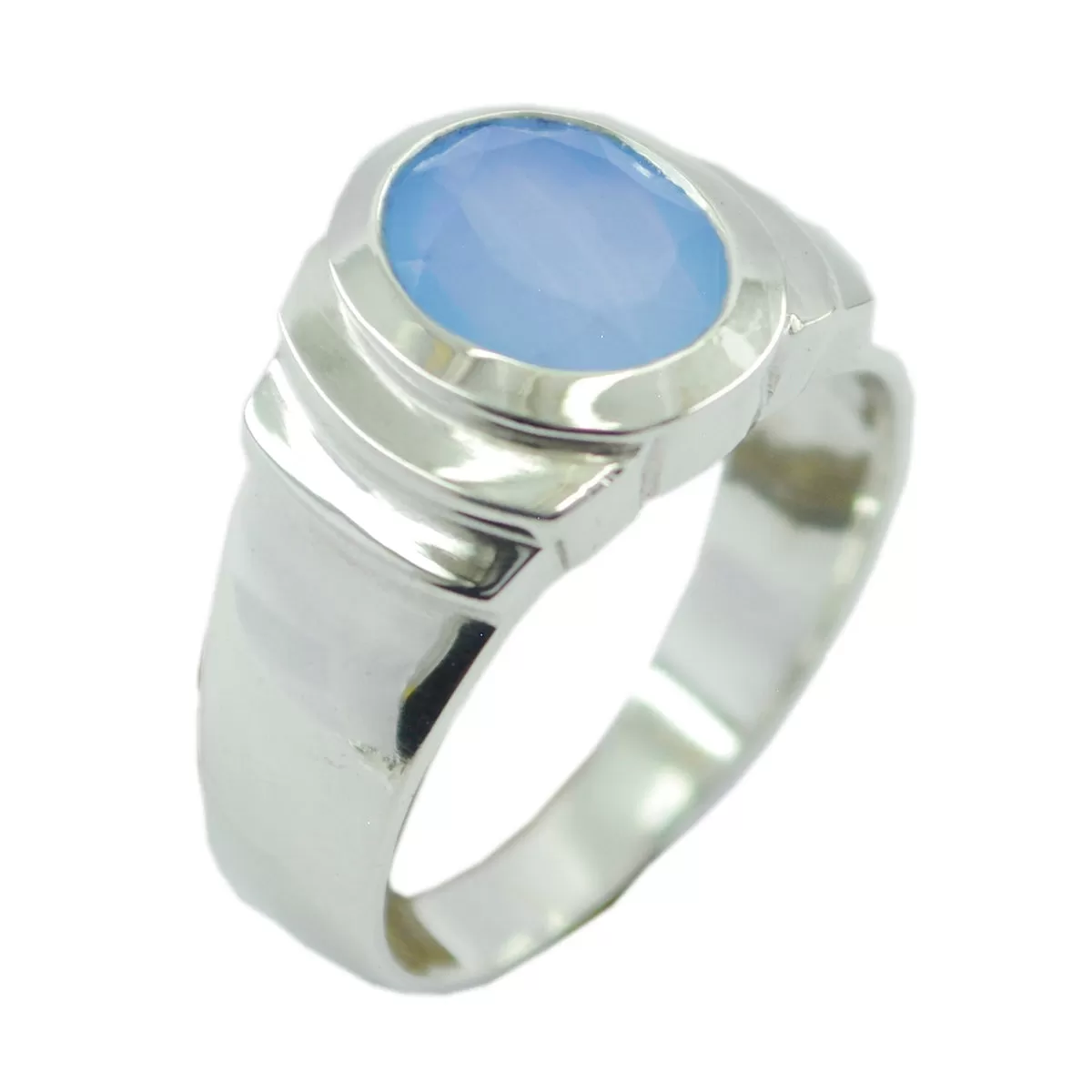 Cute Gemstones Chalcedony 925 Sterling Silver Rings Ocean Jewelry