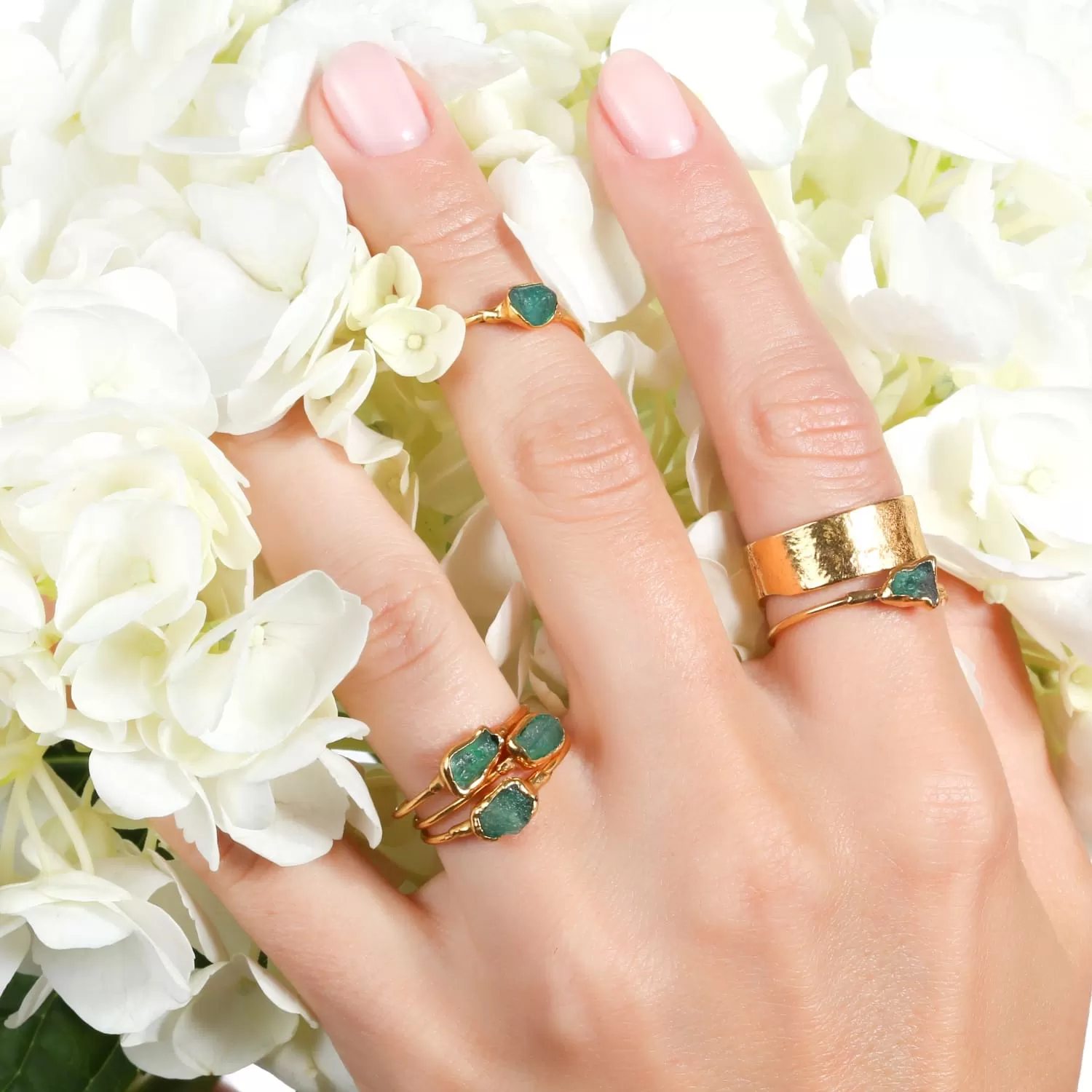 Dainty Raw Emerald Ring