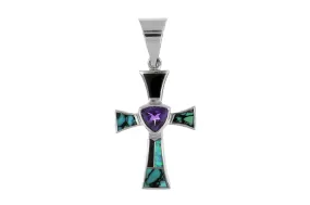 David Rosales Turquoise and Amethyst Cross