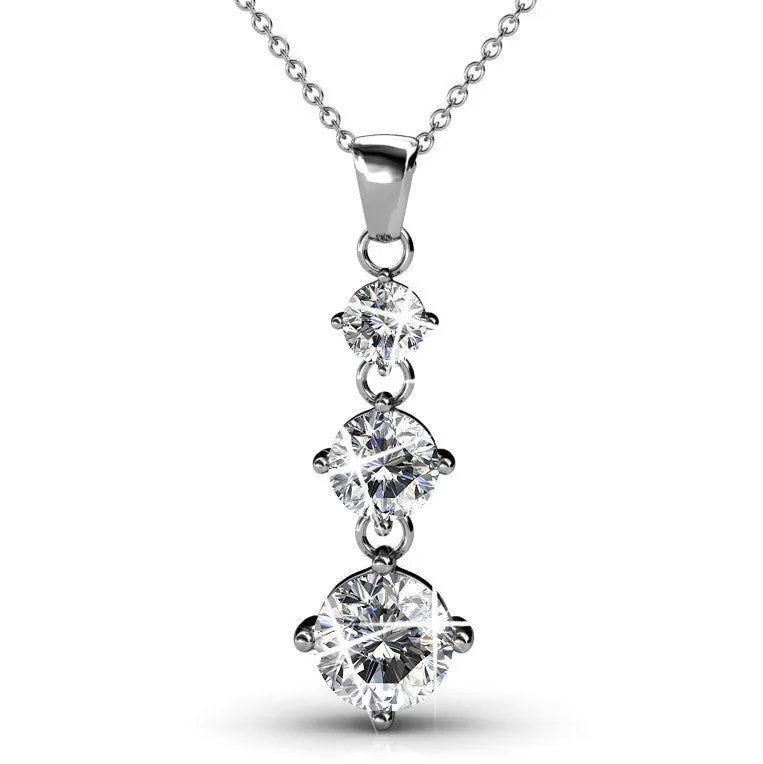 Delilah 18k White Gold Plated Drop Pendant Necklace with Crystals