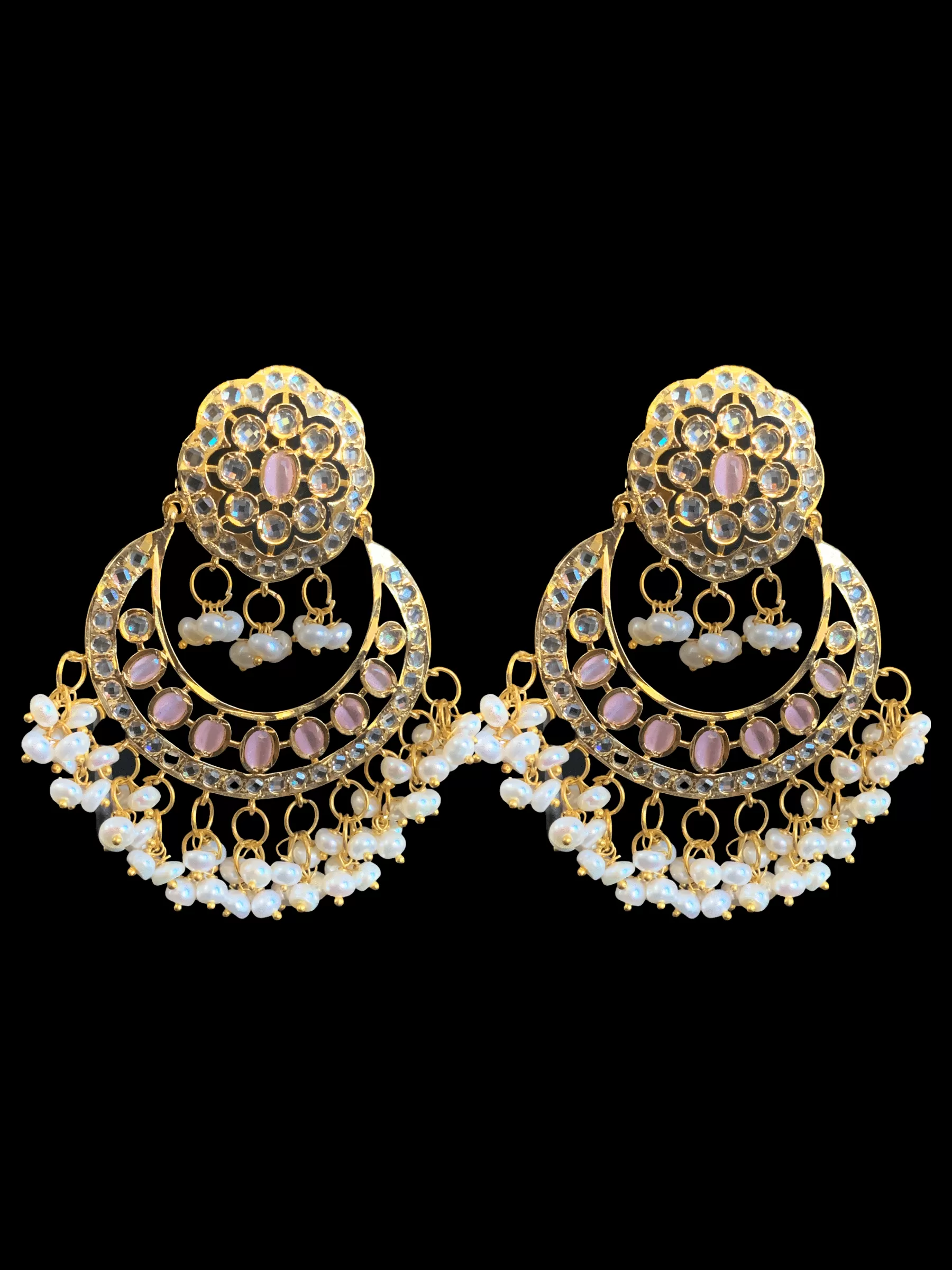 DER268 kainat Chandbali in fresh water pearls - Pink ( READY TO SHIP )