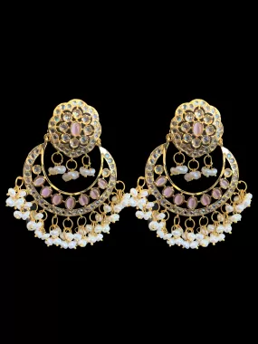 DER268 kainat Chandbali in fresh water pearls - Pink ( READY TO SHIP )