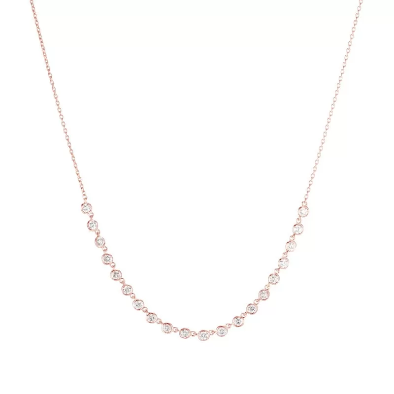 Diamond Bezel Link Necklace, 14ky