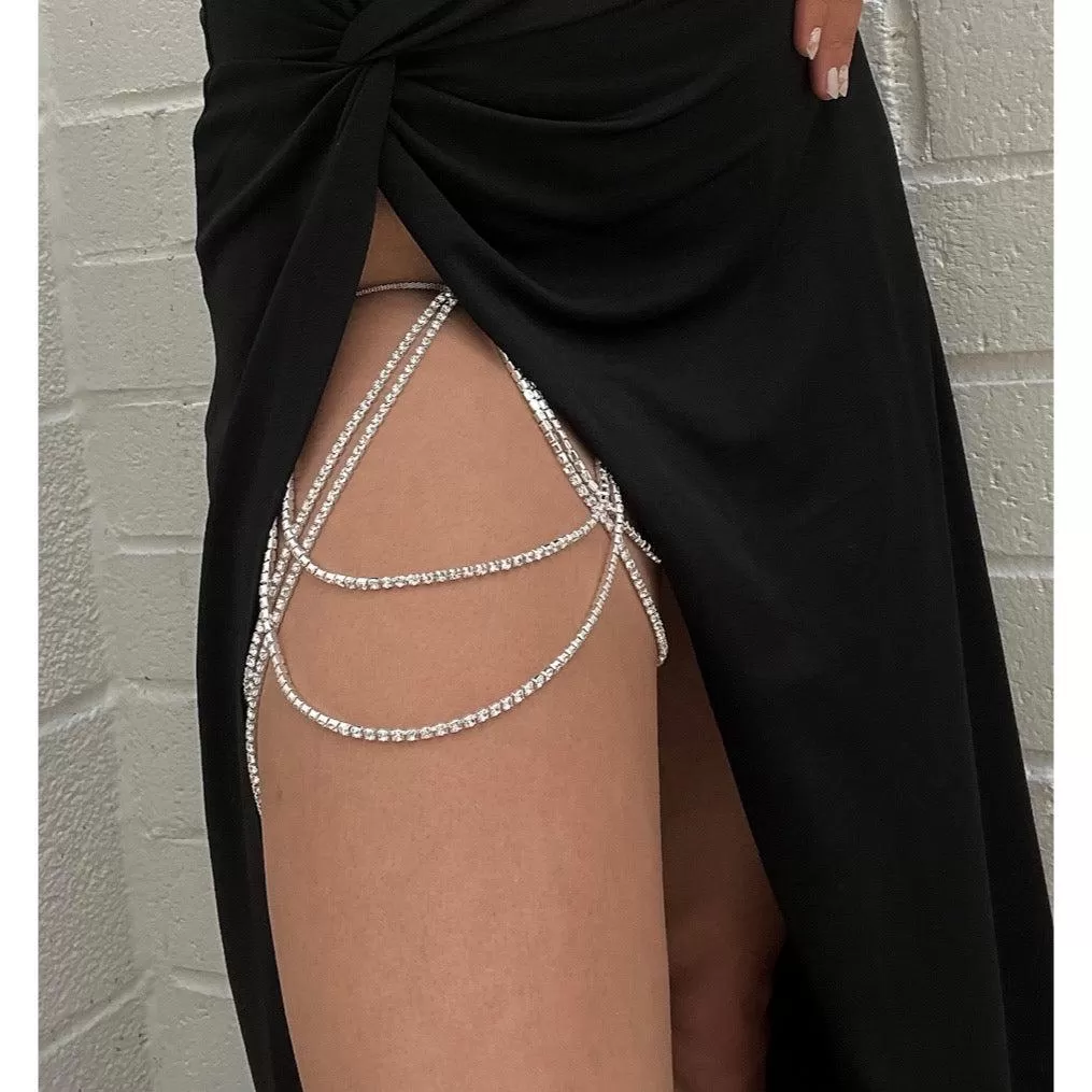 Drippin Glam Rhinestone Leg Chain