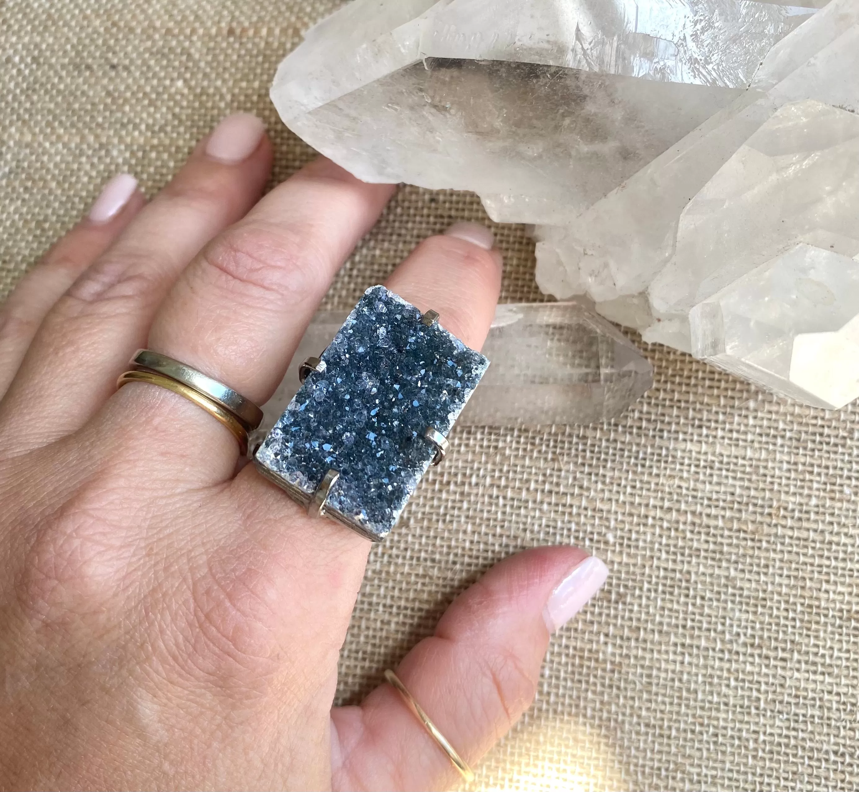 Druzy Rectangle Ring #38