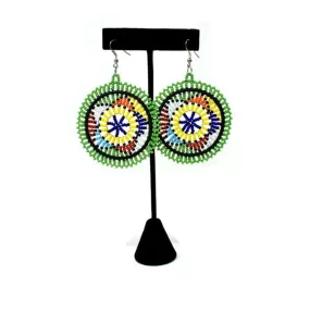 Duara Beaded Earrings Green and Multi Colors