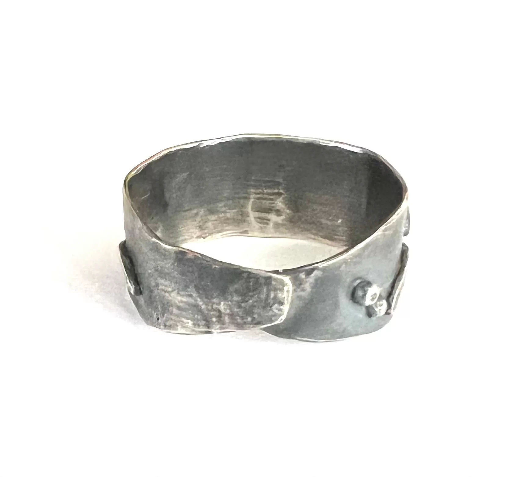 Embellished Sterling Silver Cigar Band Ring