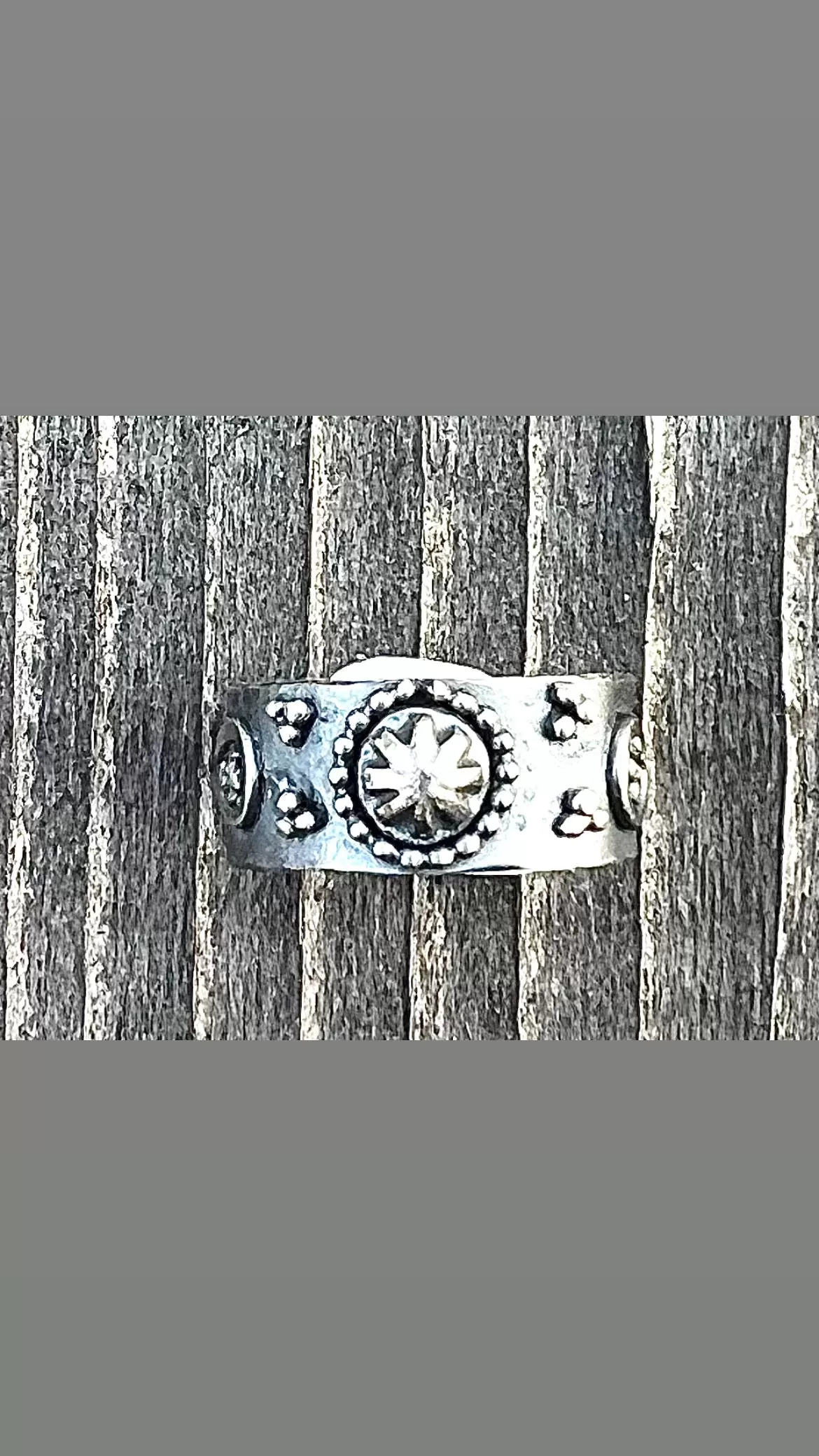 Embellished Sterling Silver Cigar Band Ring