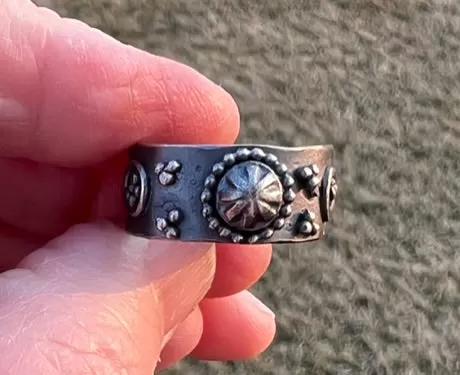 Embellished Sterling Silver Cigar Band Ring