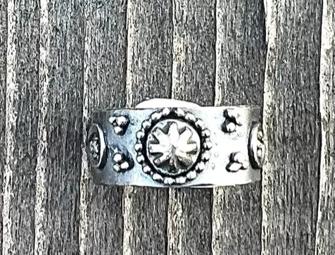 Embellished Sterling Silver Cigar Band Ring