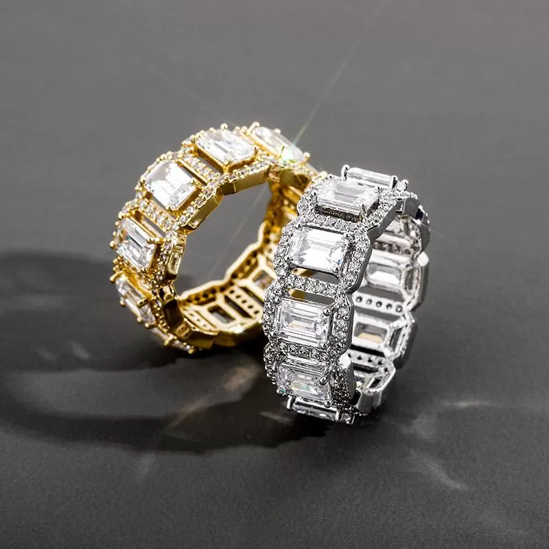 Emerald Cut Big Stone Ice Bling Ring