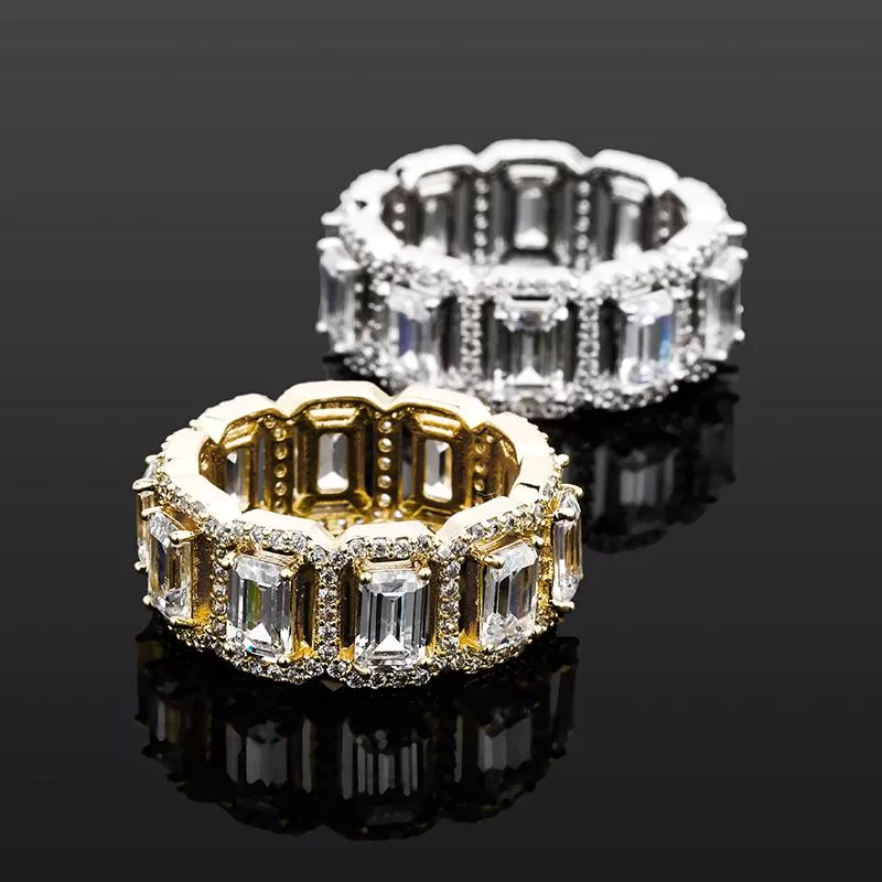 Emerald Cut Big Stone Ice Bling Ring