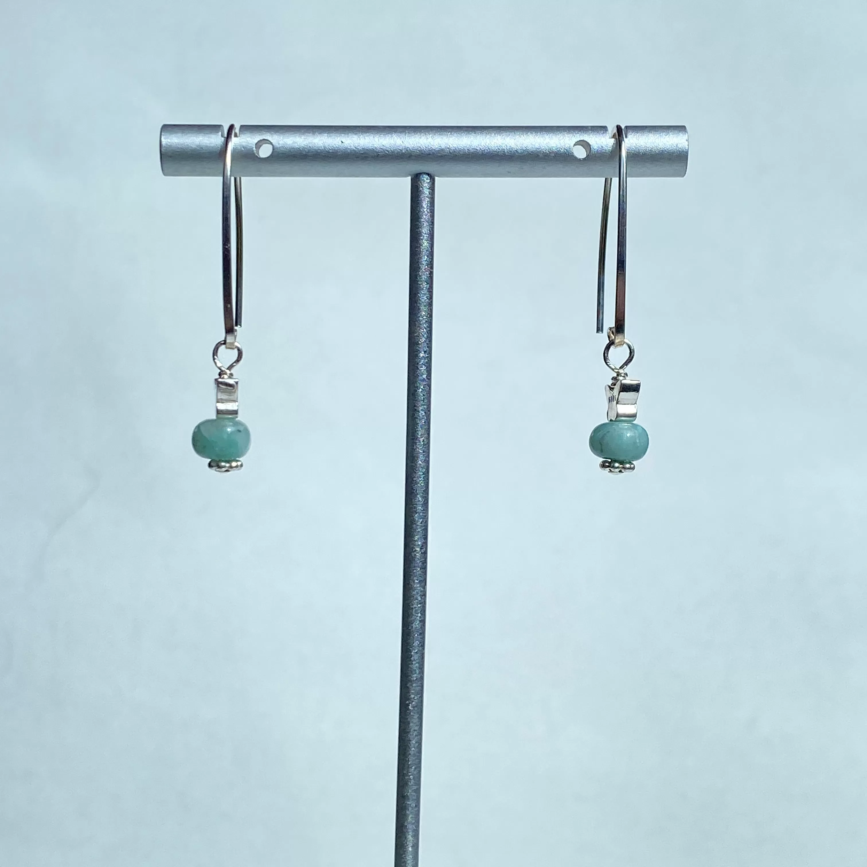 Emerald gemstones and Sterling Silver Butterfly dangle and drop Earrings