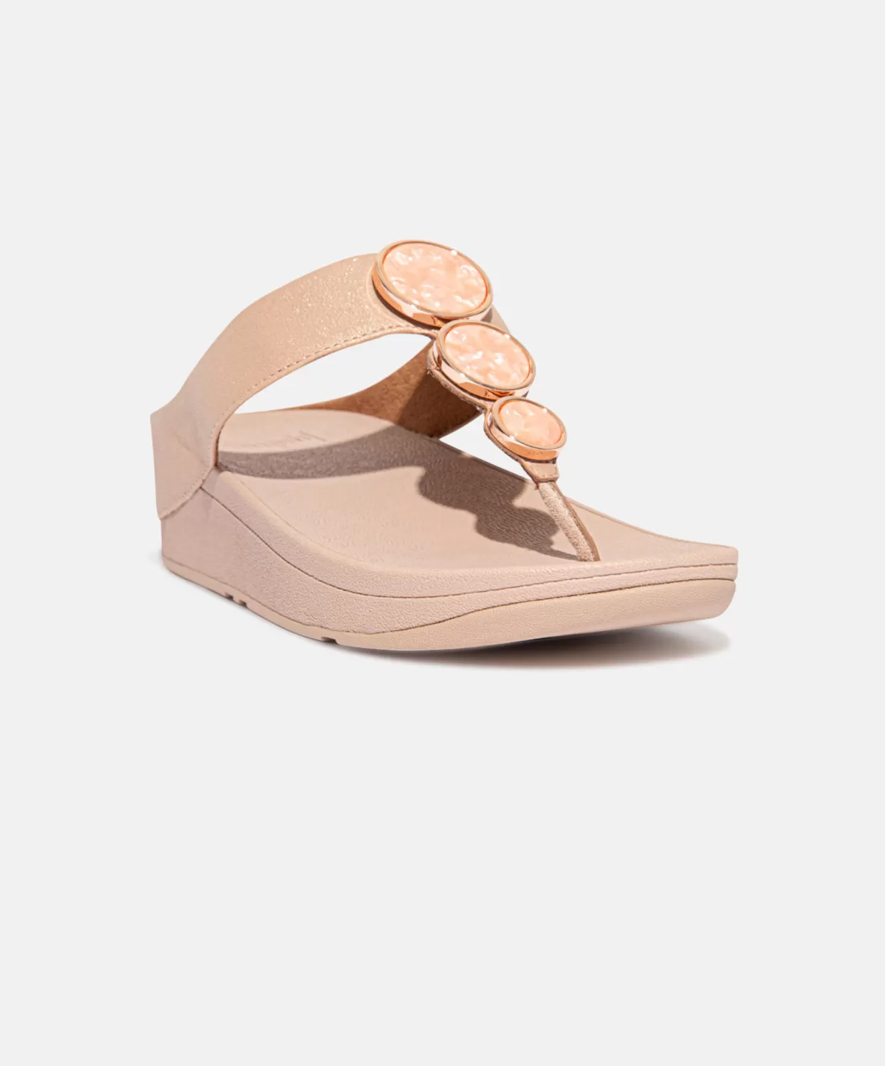 FitFlop Halo Shimmer Toe Post Sandals Cream