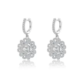 Flower Earrings 18ct White Gold Plated Vermeil