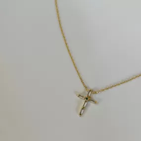 Gold Zircon Cross Necklace