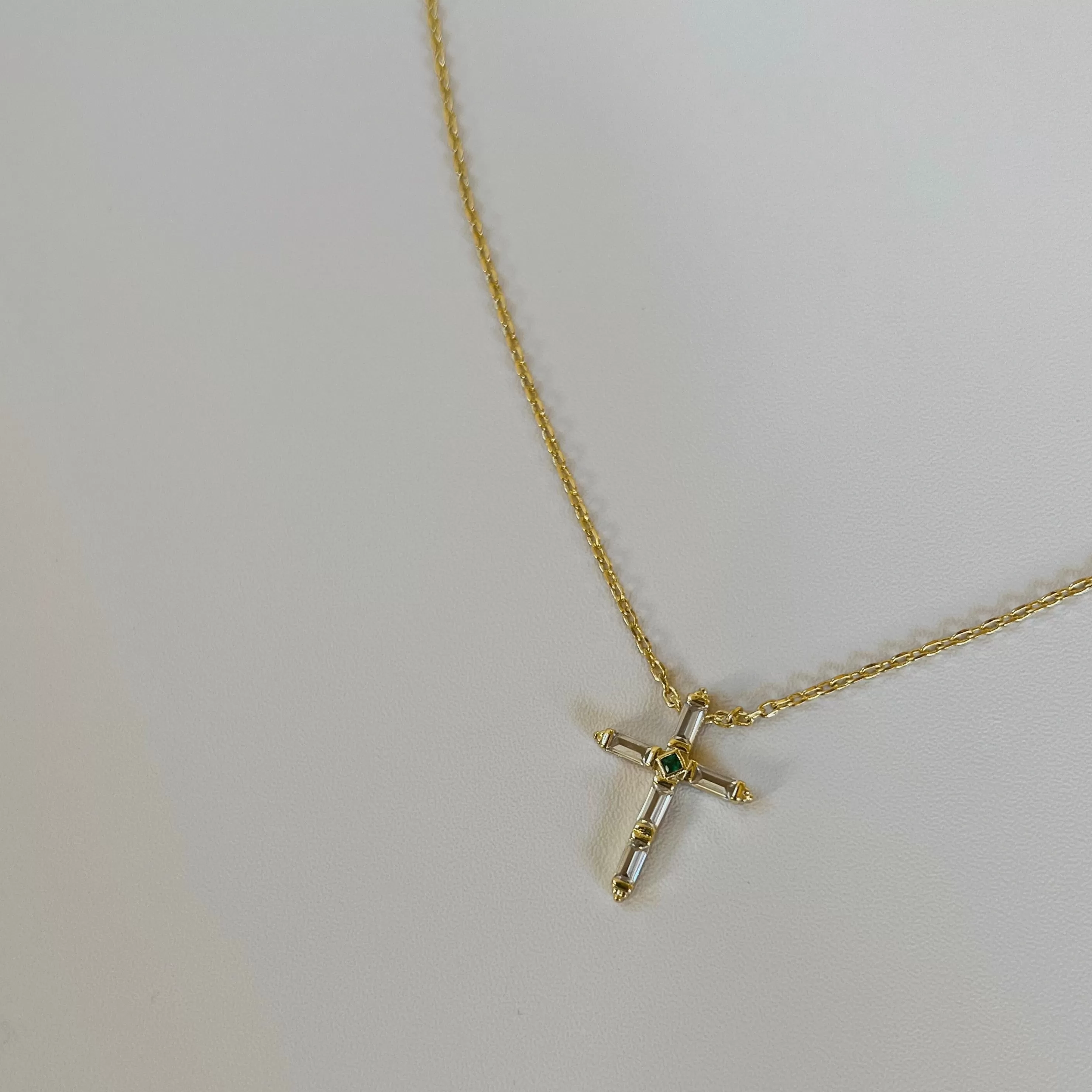 Gold Zircon Cross Necklace