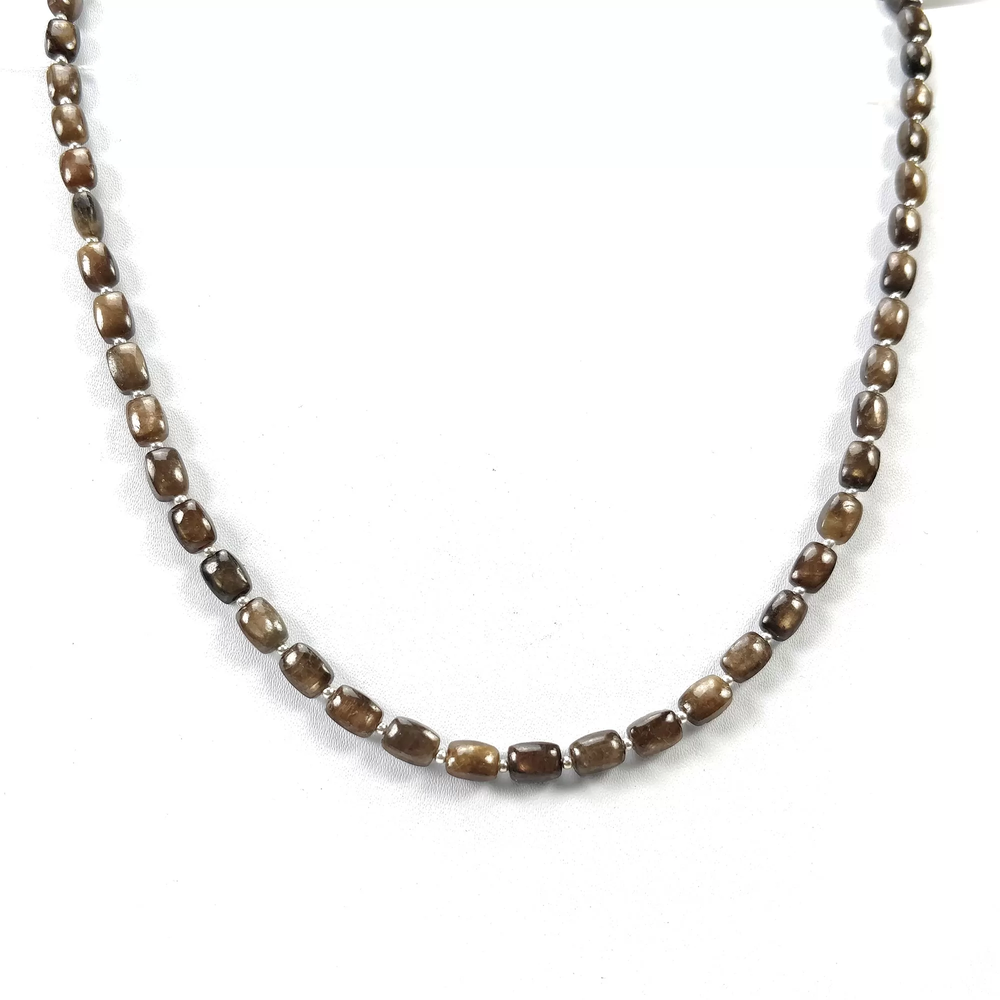 Golden Brown CHOCOLATE Sapphire Gemstone NECKLACE : 94.15cts Natural Untreated Cushion Shape Sapphire With 925 Sterling Silver 7*5mm 18"