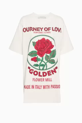 Golden Goose Journey of Love Embroidered T-Shirt Dress - Heritage White/ Multicolour