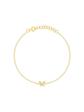 Hallie Diamond Single Butterfly Bracelet 14K